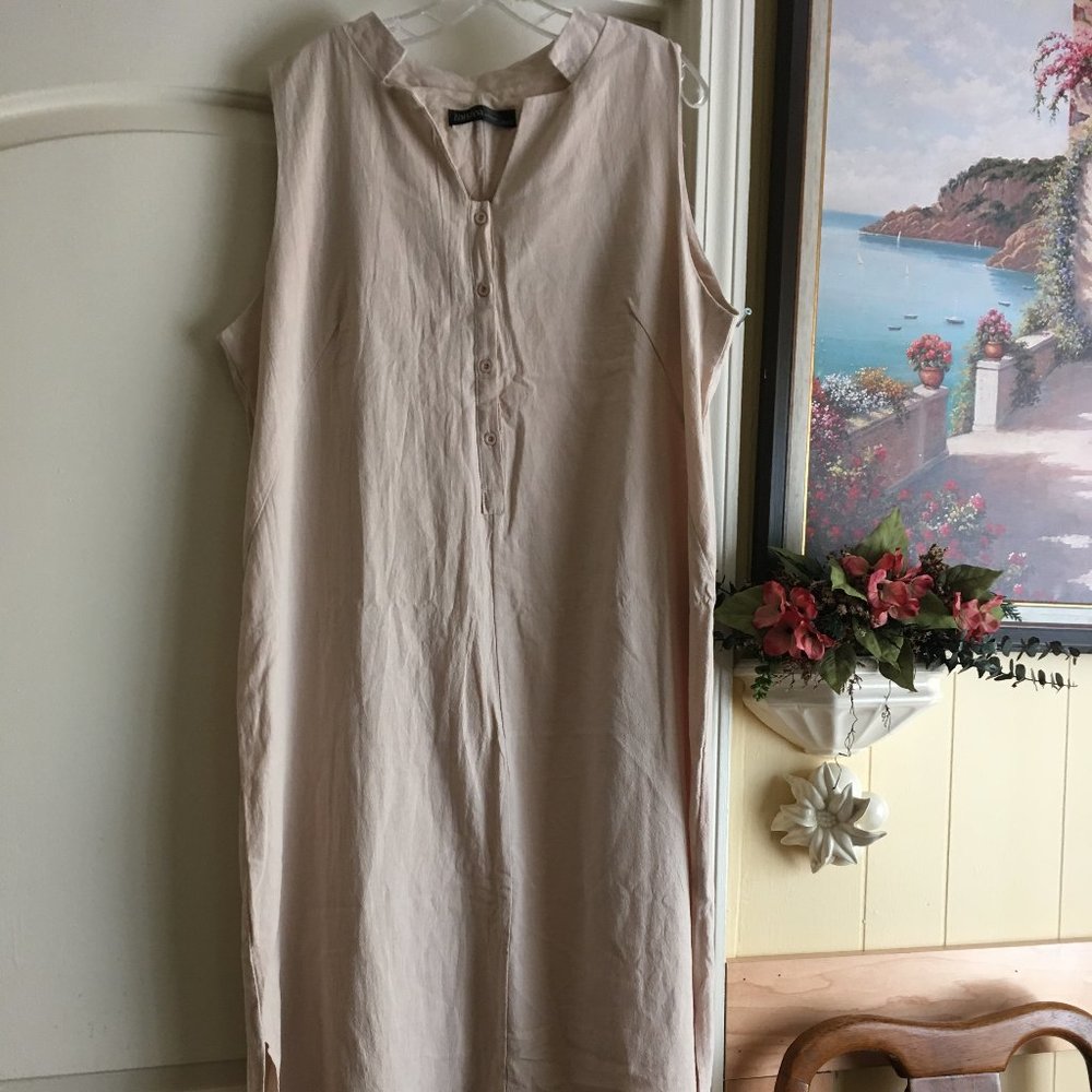 Cotton linen sleeveless long maxi dress XL
